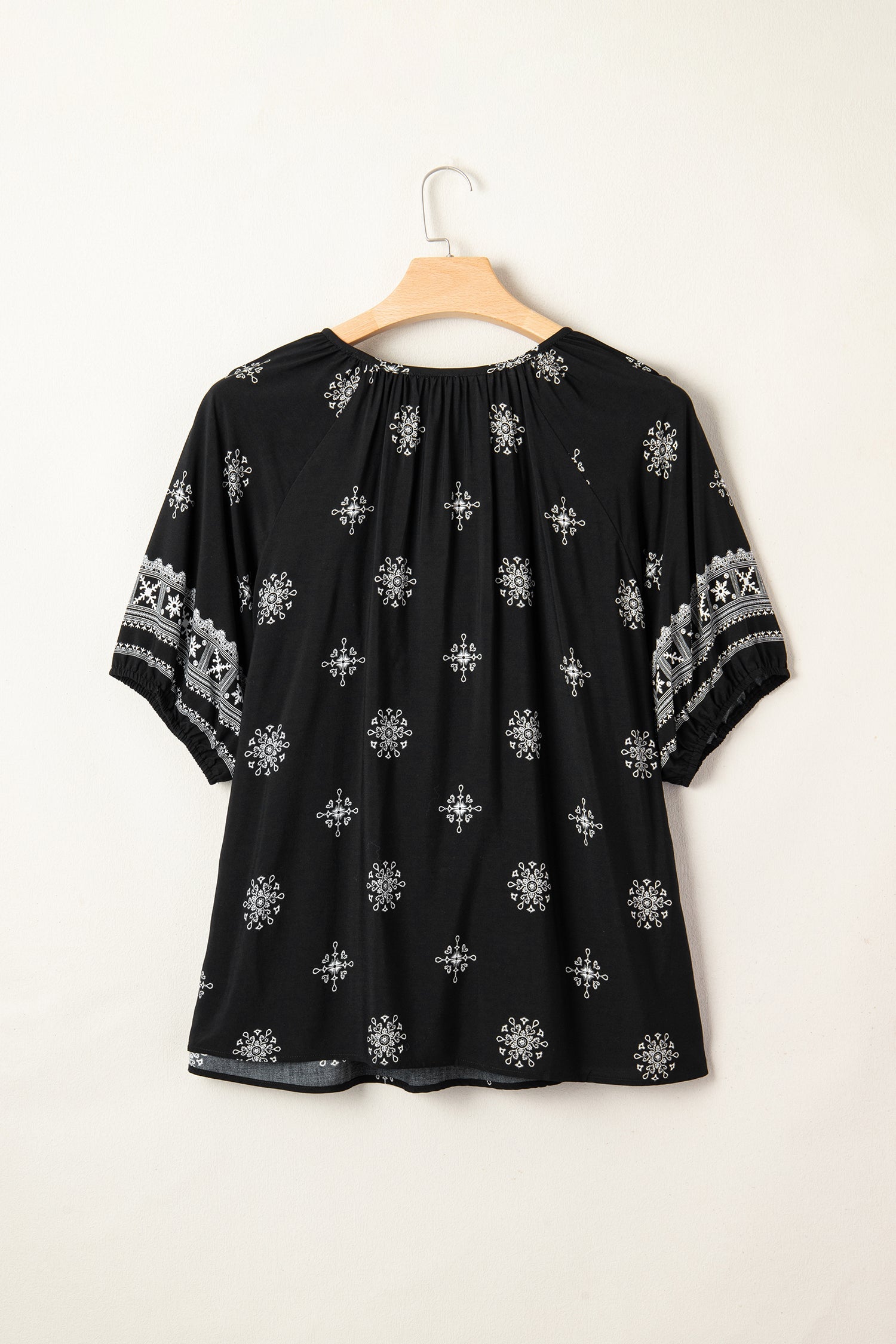 Yellow Boho Chic Notched V Neck Plus Floral Short Sleeve Top