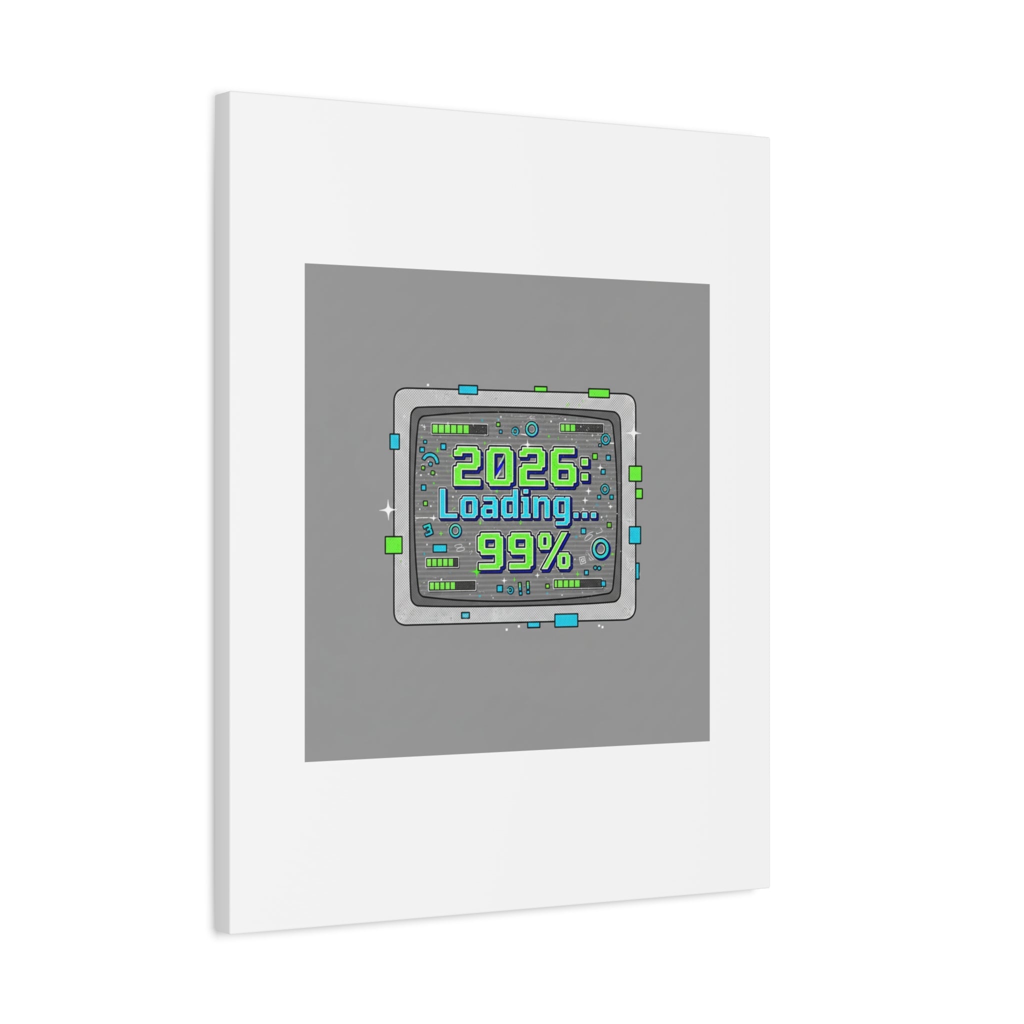 2026 Loading 99% Canvas | NYE countdown, retro system interface