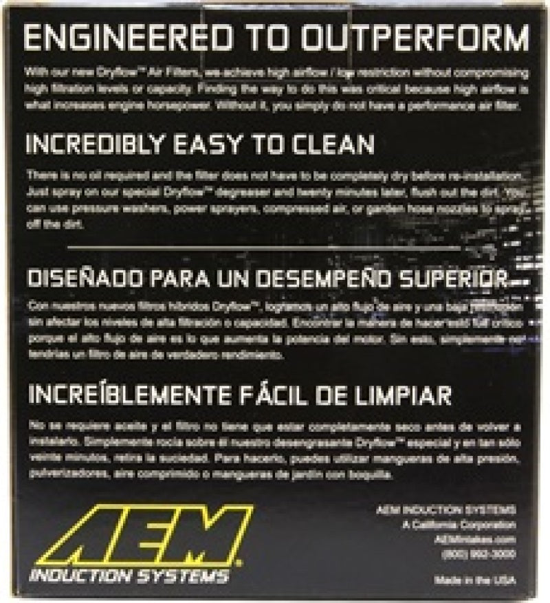 AEM Induction AEM 3.5 inch Short Neck 5 inch Element Filter Replacement 21-204DK