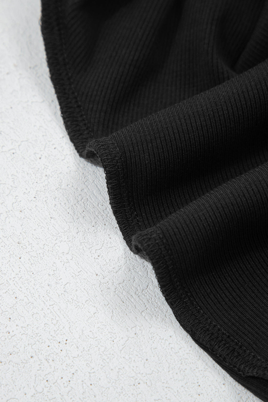 Black Solid Color Oversize Slit Sweatshirt Ribbed Leggings 2pcs Set