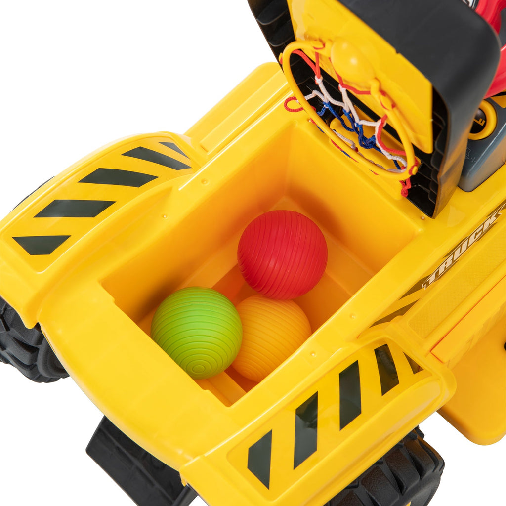 6V Kids Ride On Excavator Fun Digger with Folding Basketball Hoop