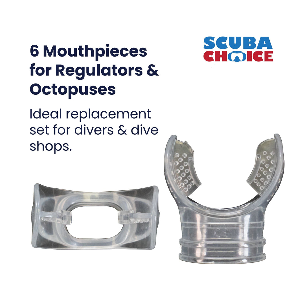 Scuba Diving Clear Regulator Octopus Mouthpieces w/ Regulator Tie, 6pc Pack