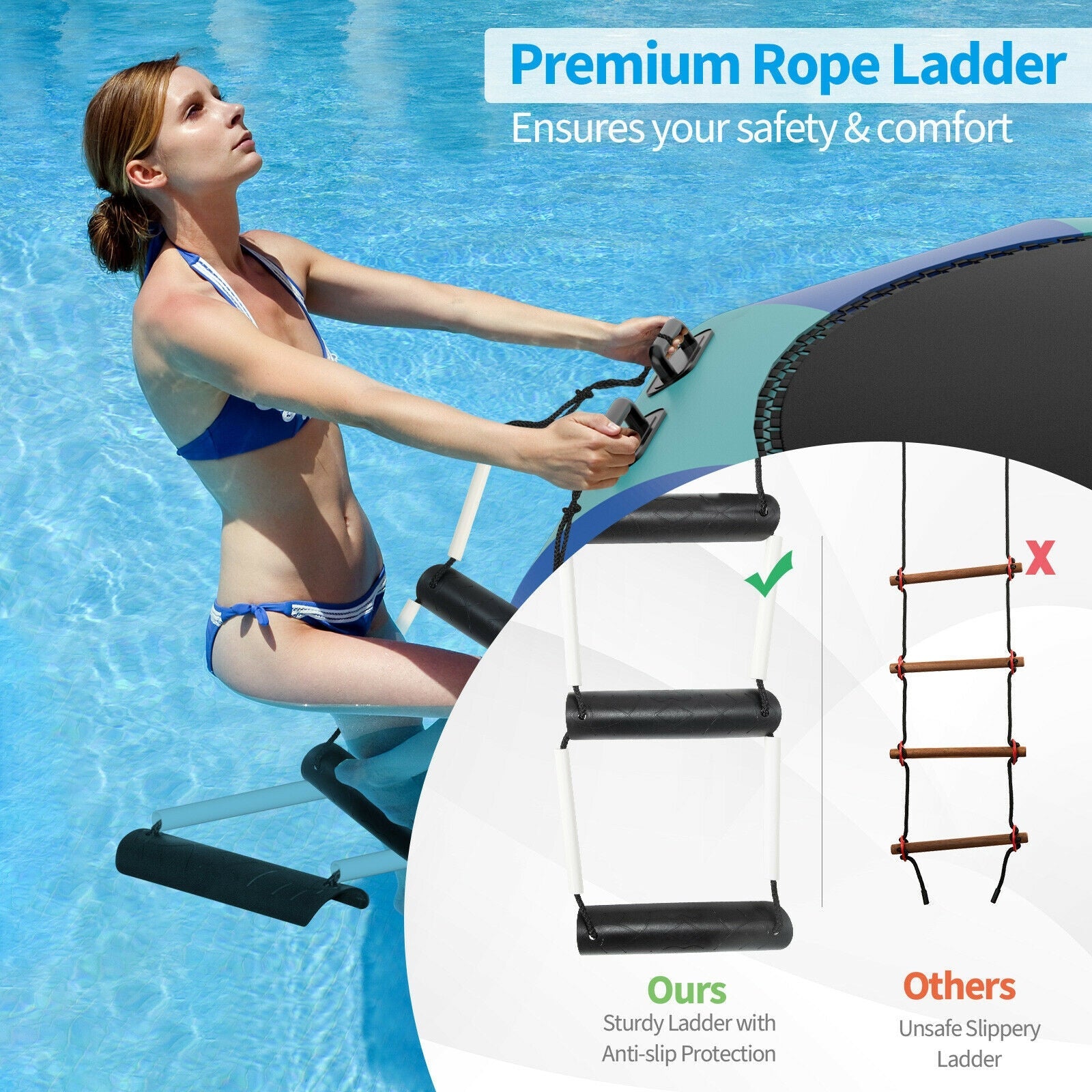 10 Feet Inflatable Splash Padded Water Bouncer Trampoline-Blue
