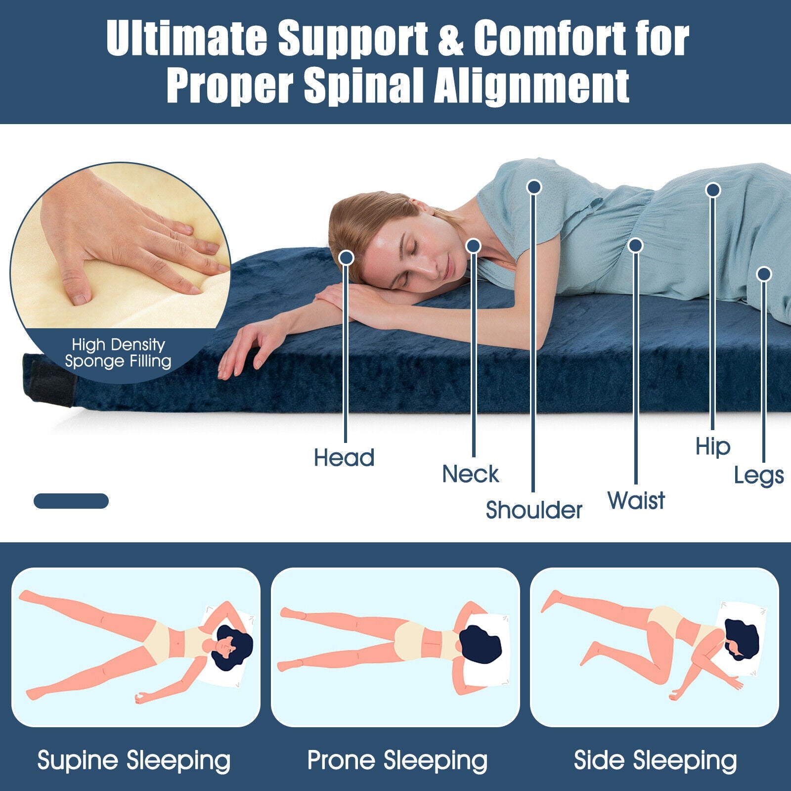 Lightweight Portable Memory Camping Mattress with Carrying Bag