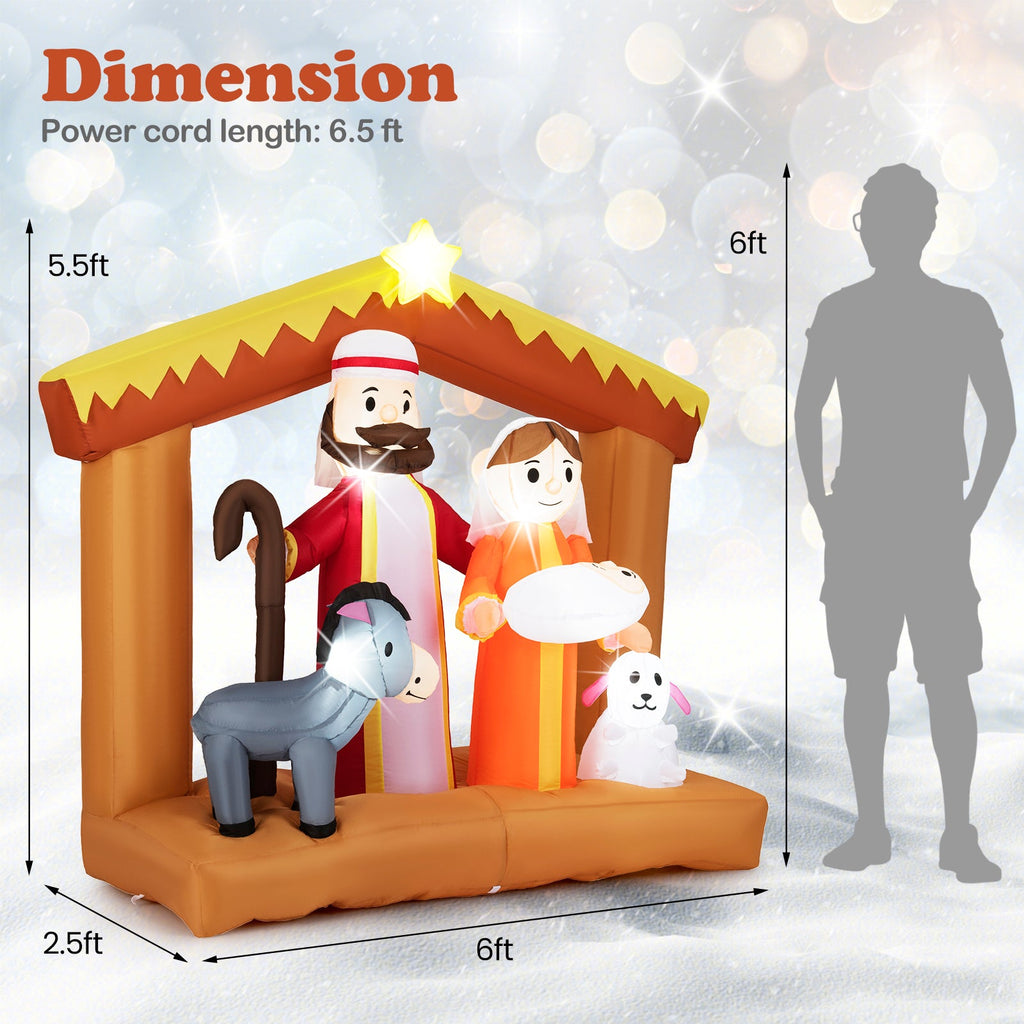 DirectDeals 6 Feet Tall Christmas Nativity Inflatable with LED Lights