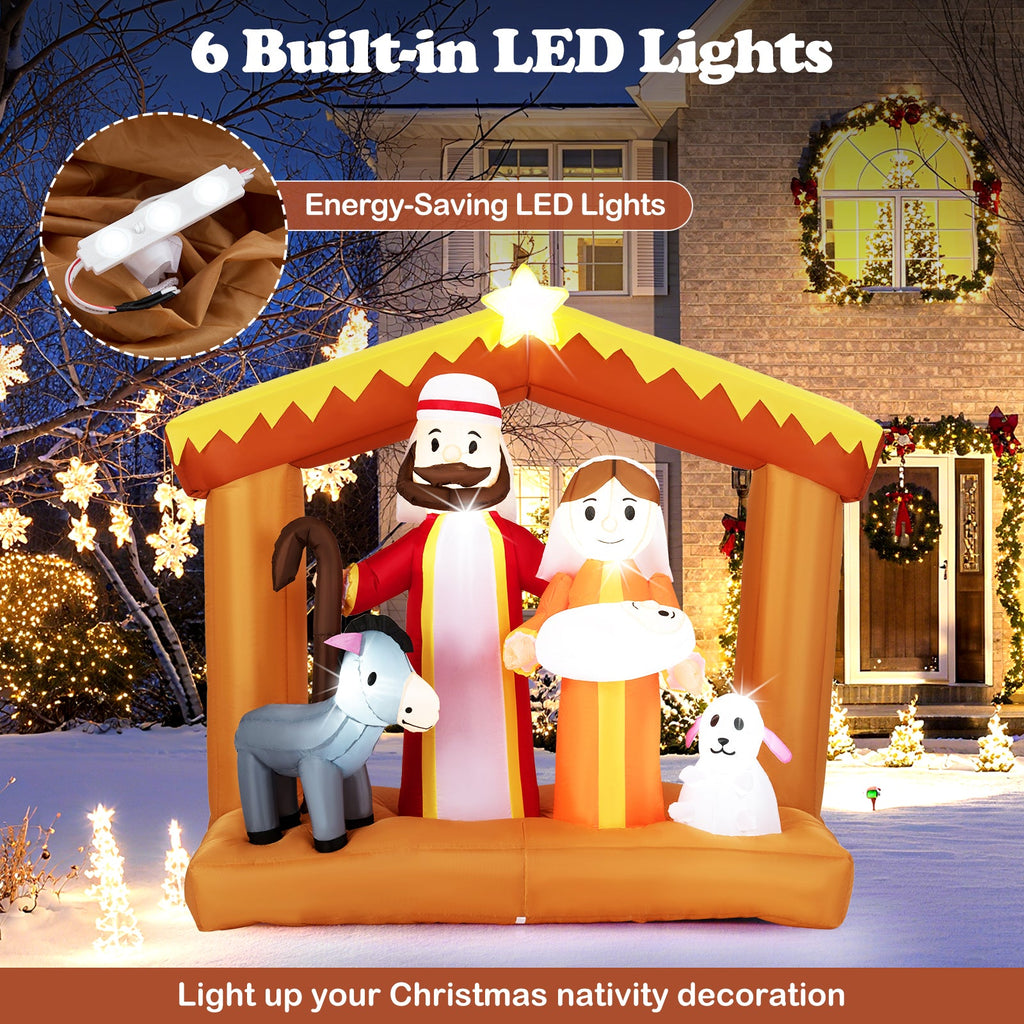 DirectDeals 6 Feet Tall Christmas Nativity Inflatable with LED Lights