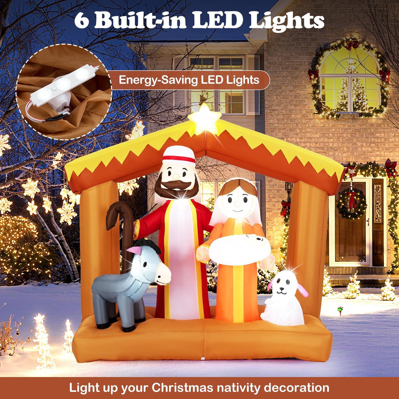 DirectDeals 6 Feet Tall Christmas Nativity Inflatable with LED Lights