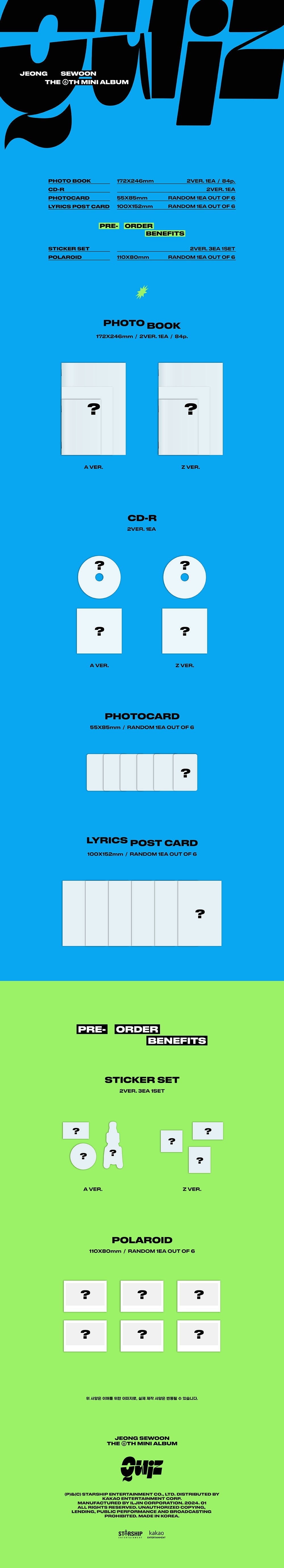 Jeong Sewoon 6th Mini Album - Quiz