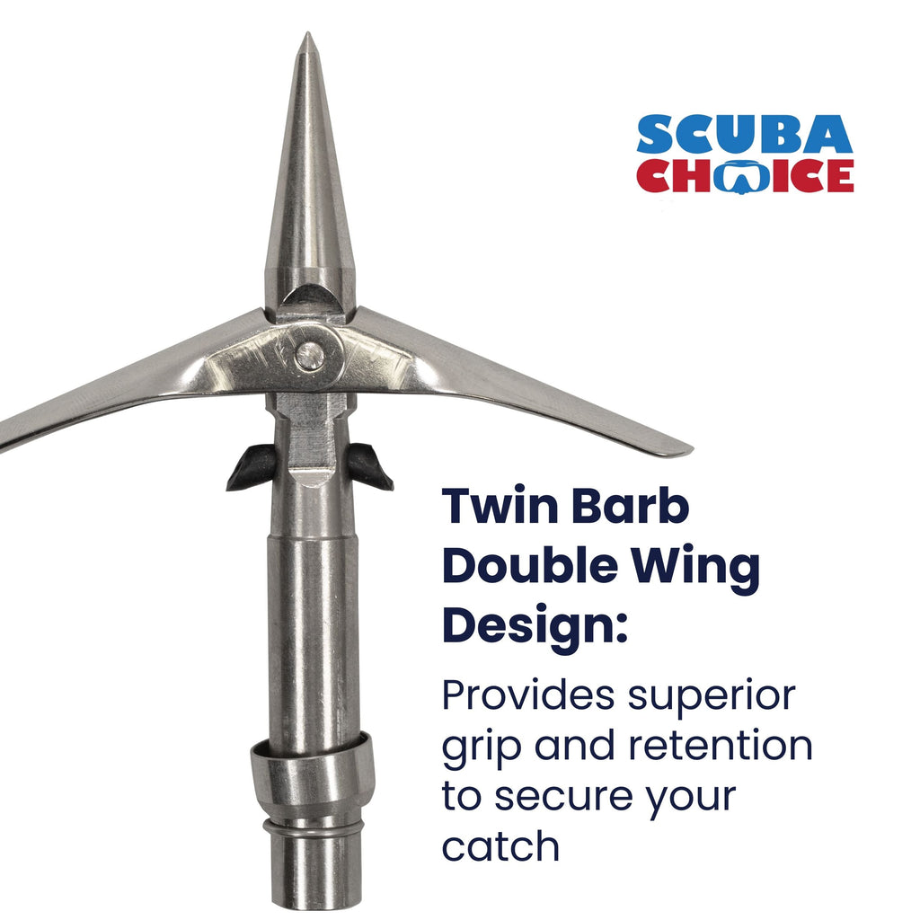 Palantic Spearfishing 3.5" Twin Double Wing 6mm Spear Tip w/ Keeper