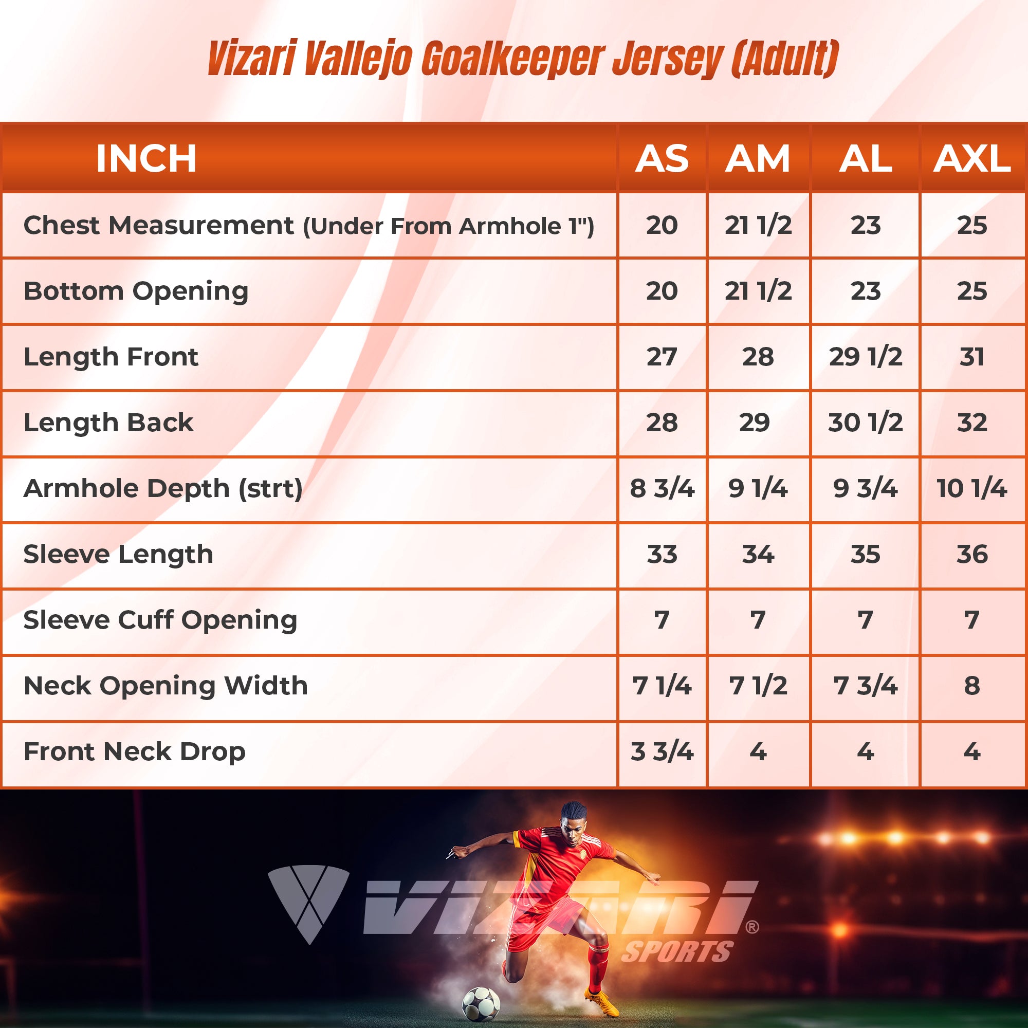 Vallejo Goalkeeper Jersey with Padded Elbows – Orange/Black