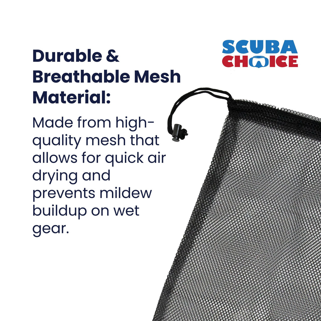 Scuba Diving Snorkeling Drawstring Mesh Bag - 25" x 13"