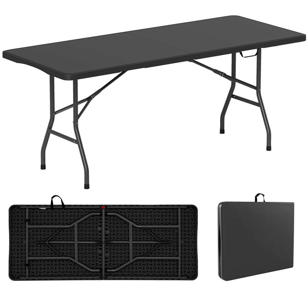 6 ft Portable Folding Table 350 LBS Fold-in-Half Table with HDPE Tabletop