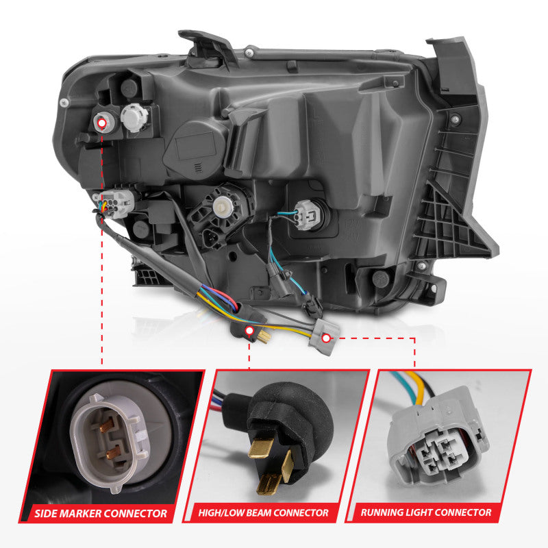 ANZO 2014-2021 Toyota Tundra LED Crystal Headlights w/ Switchback Chrome Housing w/ DRL 111534