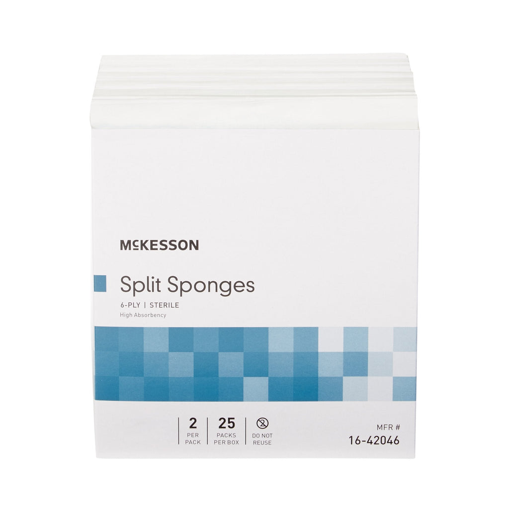 McKesson IV/Drain Split Dressing, 4 x 4 Inch, 6-Ply 16-42046