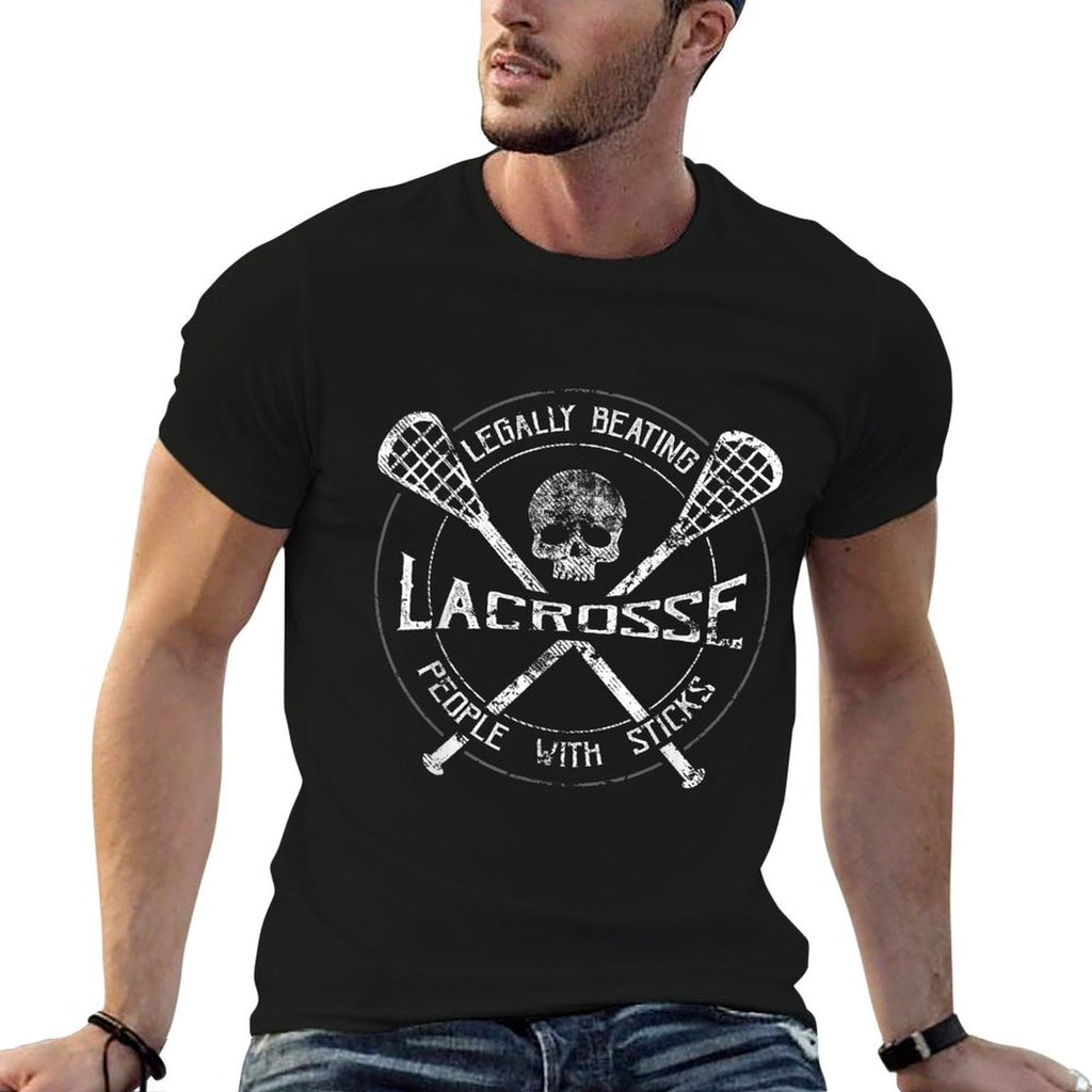 Lacrosse Legally Beating People with Sticks-Funny Design  Wrinkle-resistant T-Shirt