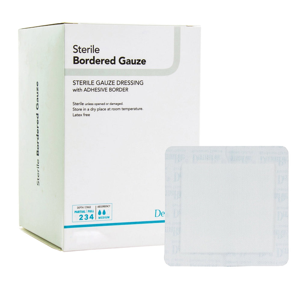 DermaRite® Gauze Adhesive Dressing, White, Sterile, 4 X 8 inch 11480