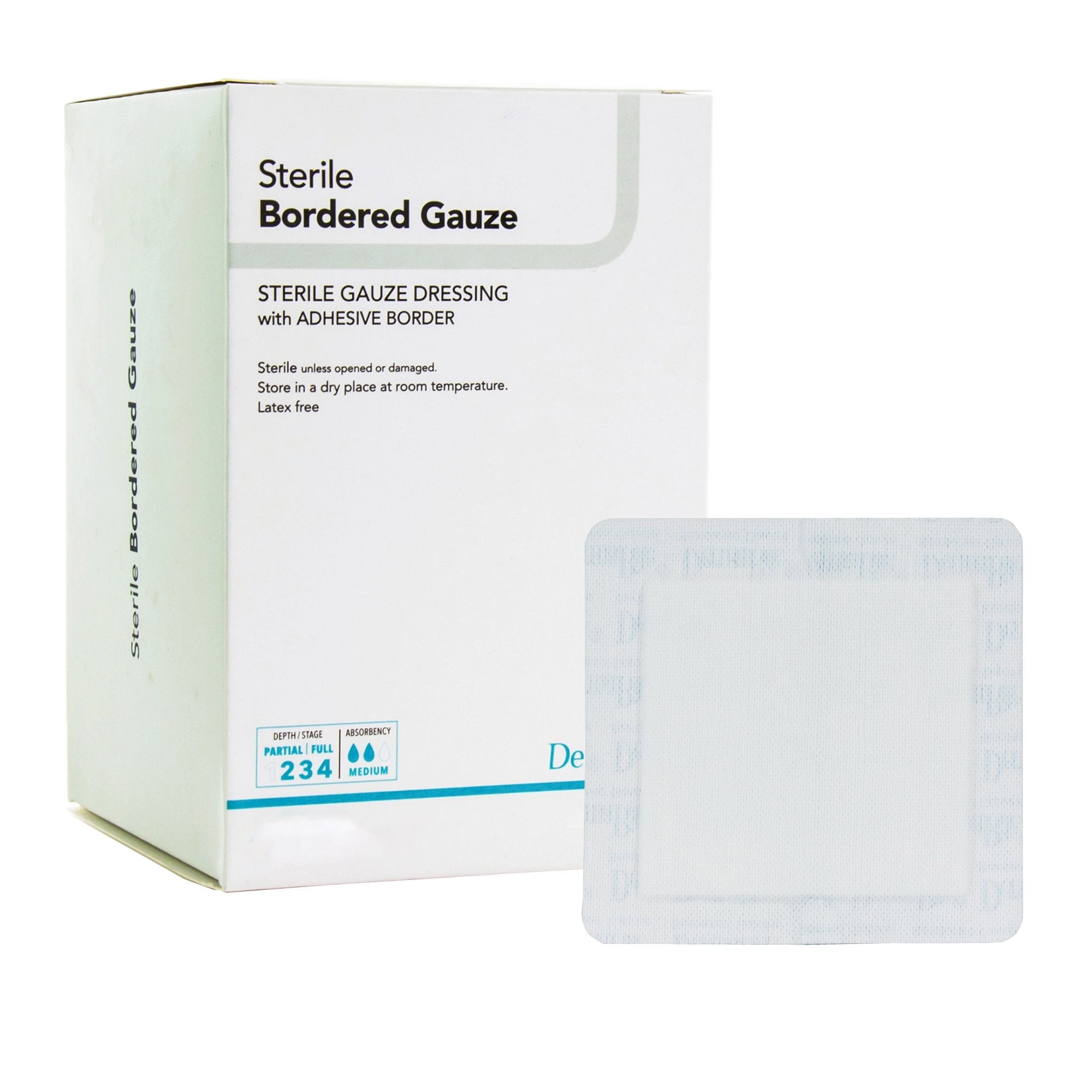 DermaRite® Gauze Adhesive Dressing, White, Sterile, 4 X 8 inch 11480