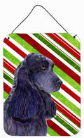 Cocker Spaniel Candy Cane Holiday Christmas Wall or Door Hanging Prints Aluminum Metal Sign Kitchen Wall Bar Bathroom Plaque Home Decor Front Door Plaque, 12x16, Multicolor