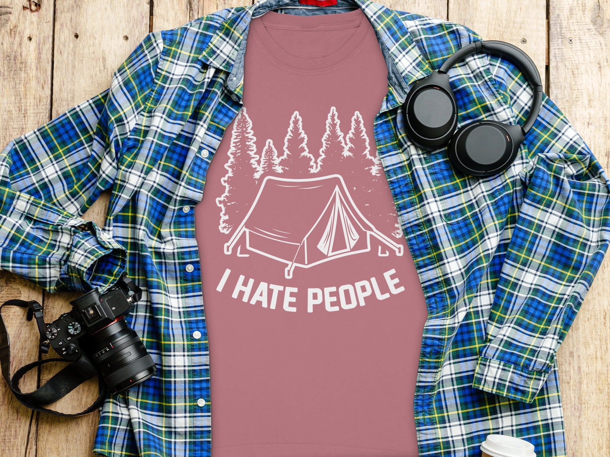 I Hate People Tent In The Forest Illustration Long Sleeve T-Shirt