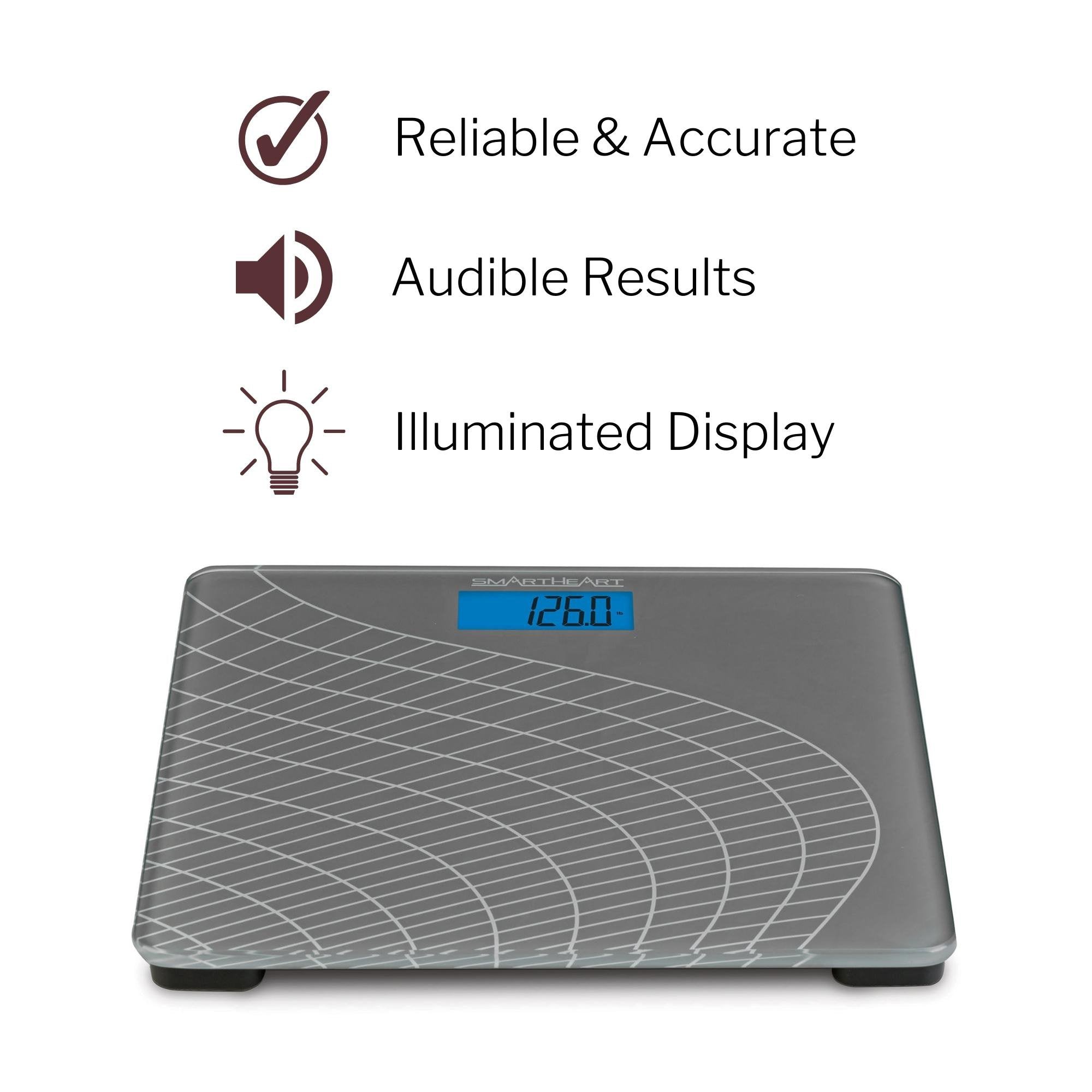 SmartHeart Talking Scale, Digital Bathroom Scale, 438 lbs Capacity 19-103