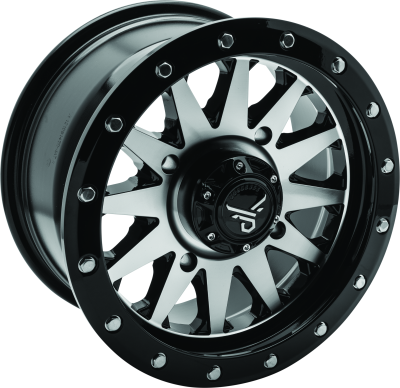 QuadBoss, QuadBoss Wagon 14x7 4+3 4/156 Black Machined Alloy Wheel - Lightweight and Durable for Powersports Vehicles