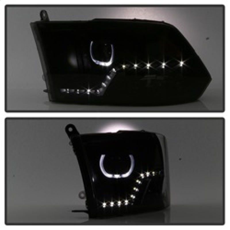SPYDER xTune Dodge Ram 2009-2014 Halo LED Projector Headlights - Black Smoke PRO-JH-DR09-CFB-BSM 9036736