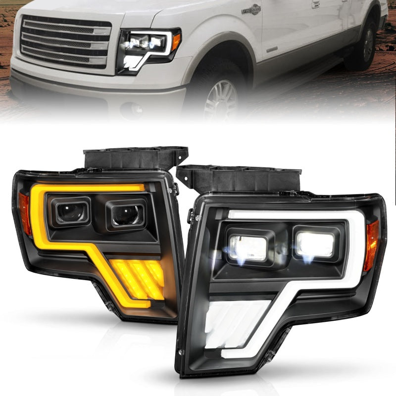 ANZO 09-14 Ford F-150 Full LED Proj Headlights w/Initiation Feature - Black 111606