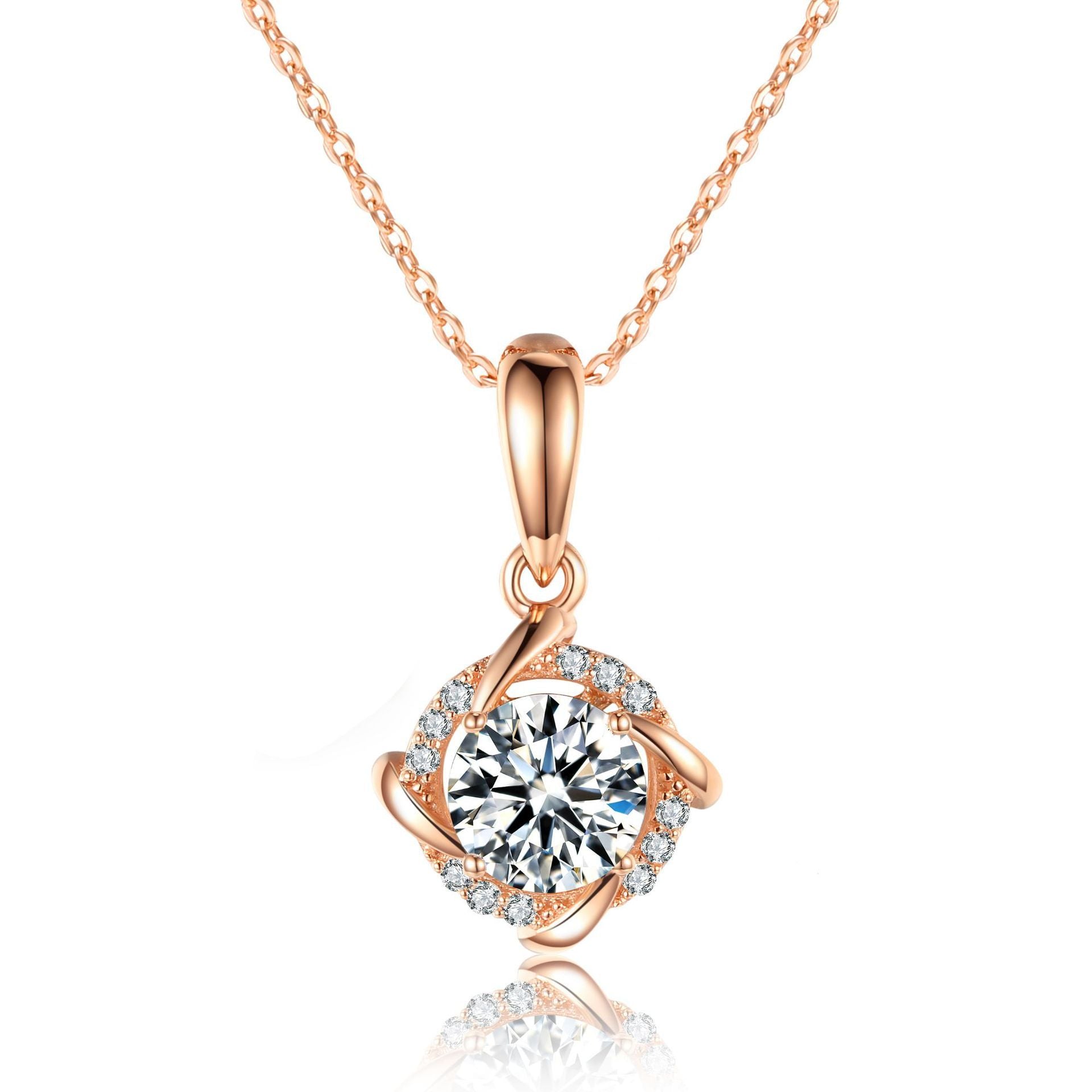 S925 Sterling Silver 1ct D-VVS1 Moissanite Necklace, Twisted Pendant Design, Platinum Plated 40&45cm Chain, GRA Certified Jewelry Gift Box