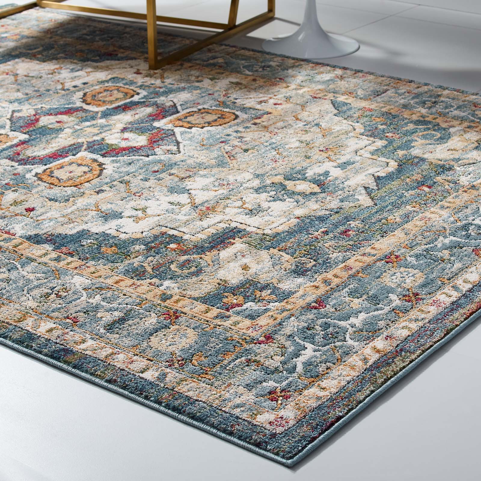 Tribute Diantha Distressed Vintage Floral Vintage Medallion 8x10 Area Rug by Modway