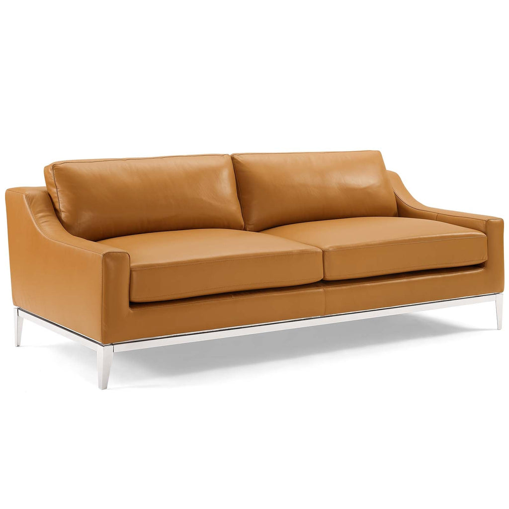 Harness Stainless Steel Base Leather Sofa and Loveseat Set by Modway