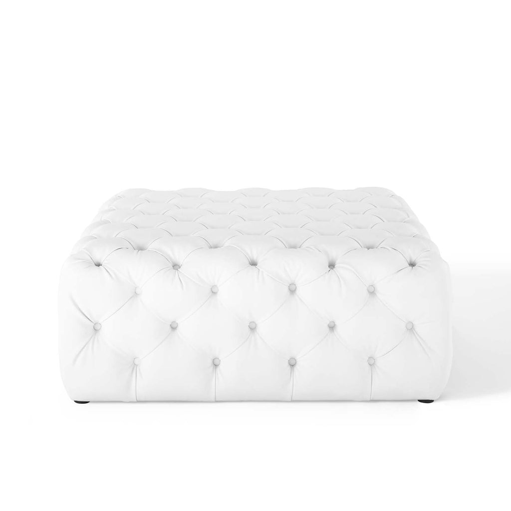 Amour Tufted Button Large Square Faux Leather Ottoman by Modway
