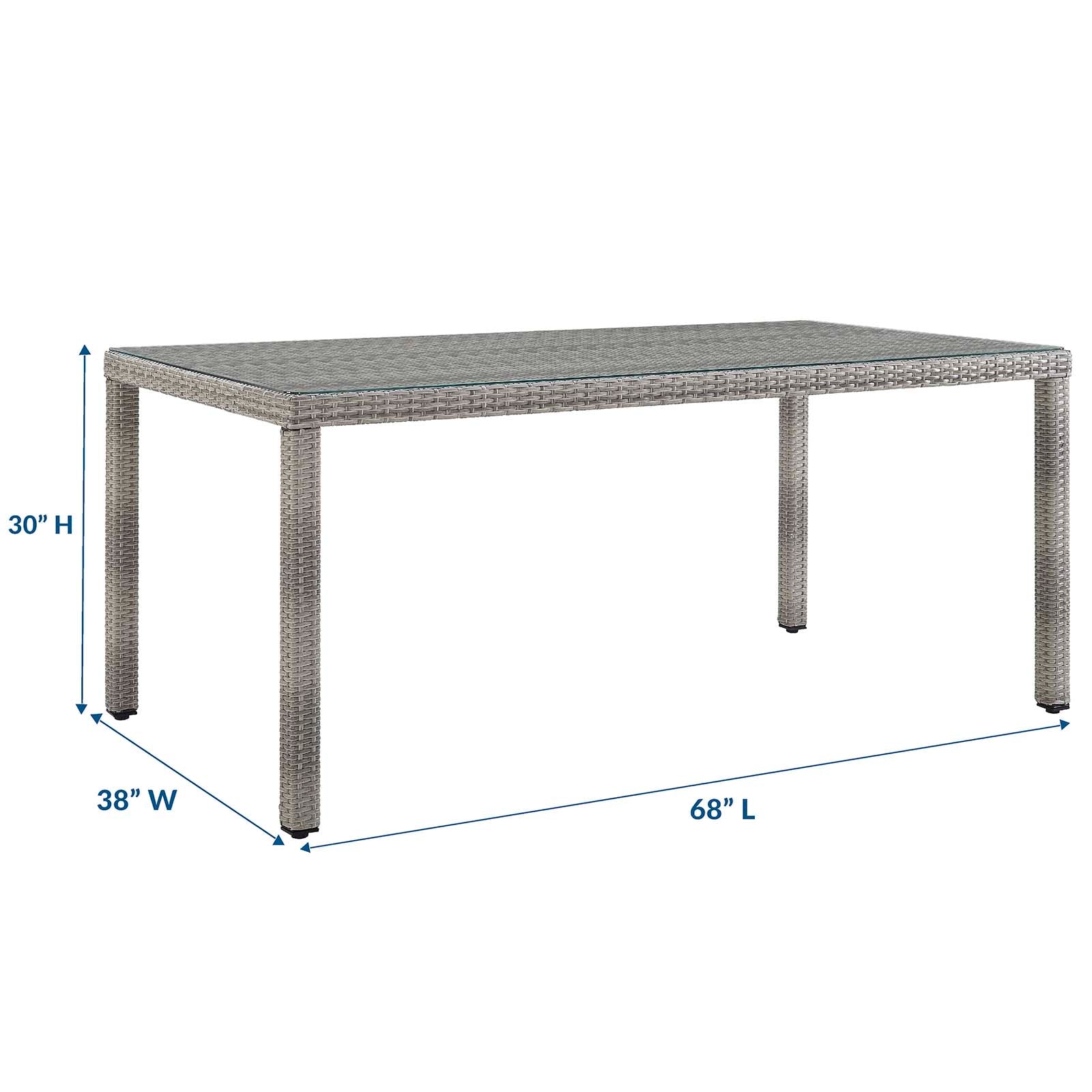 Aura 68" Outdoor Patio Wicker Rattan Dining Table by Modway