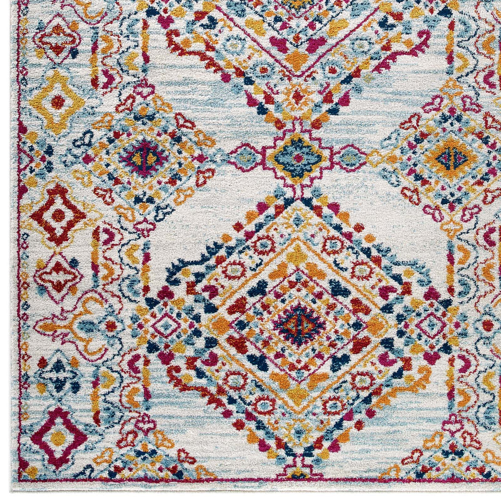 Entourage Khalida Distressed Vintage Floral Lattice 5x8 Area Rug by Modway