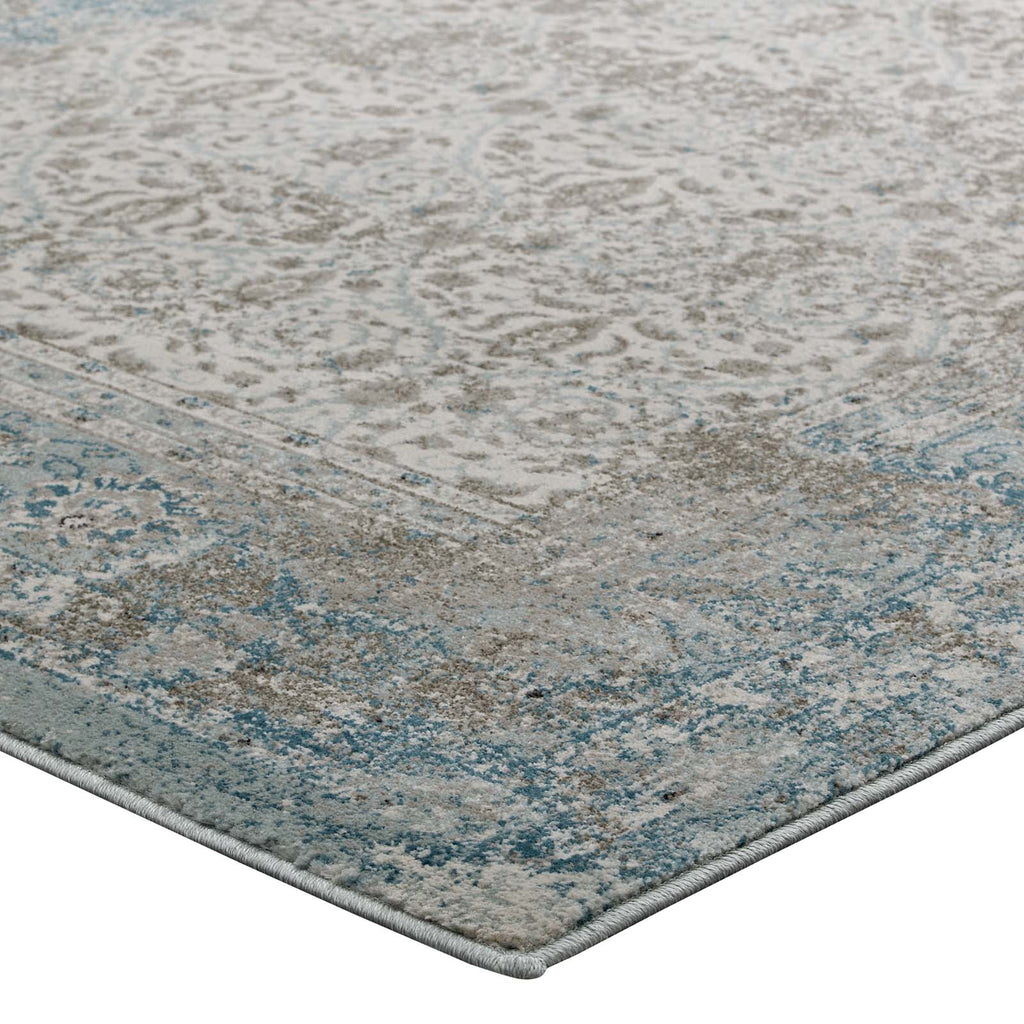 Dilys Distressed Vintage Floral Lattice 8x10 Area Rug by Modway