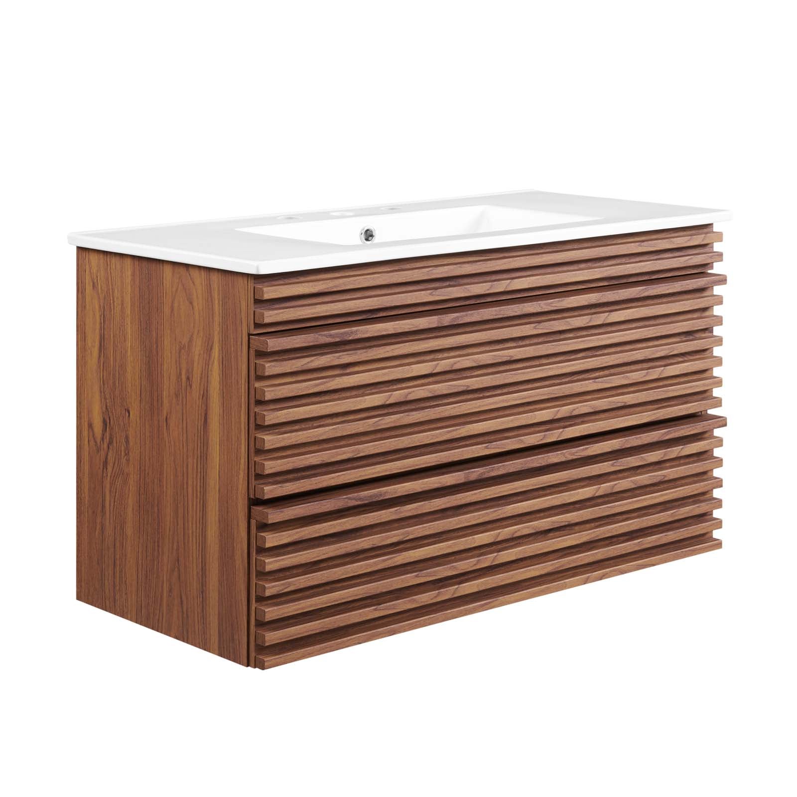 Render 36" Wall-Mount Bathroom Vanity by Modway