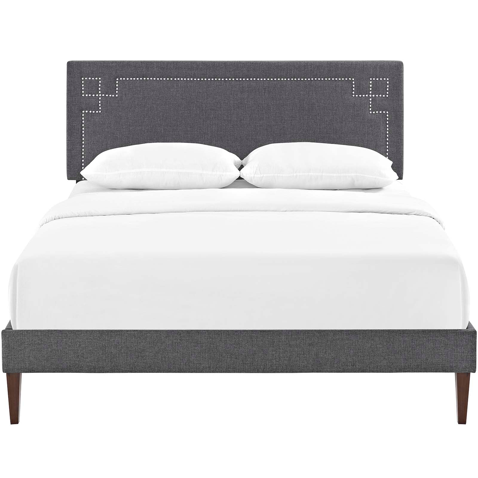 Ruthie Fabric Queen Platform Bed with Squared Tapered Legs by Modway