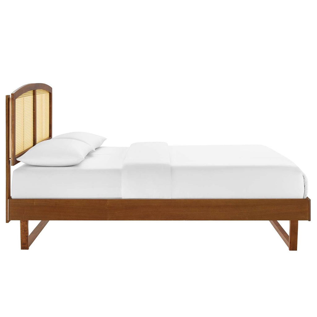 Sierra Cane and Wood King Platform Bed With Angular Legs by Modway