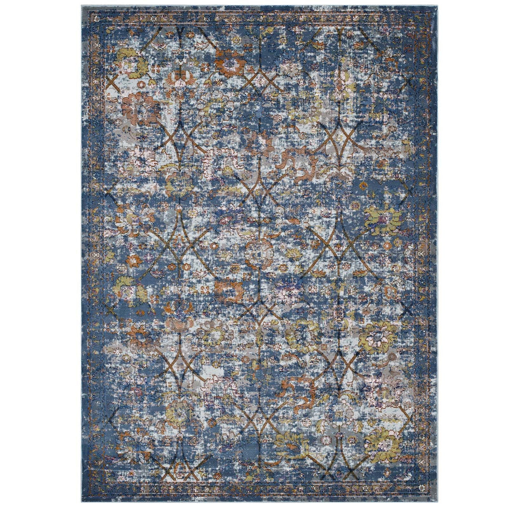 Minu Distressed Floral Lattice 8x10 Area Rug by Modway