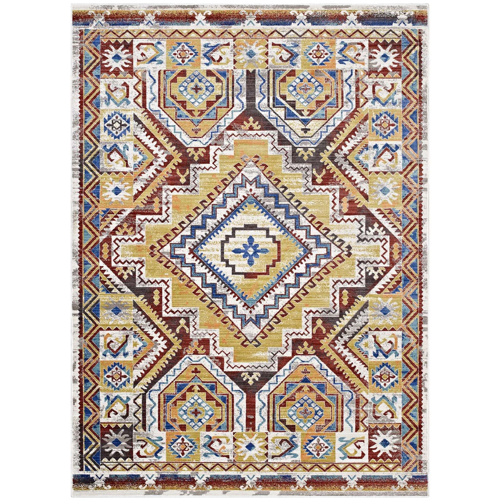 Florita Distressed Southwestern Aztec 8x10 Area Rug by Modway