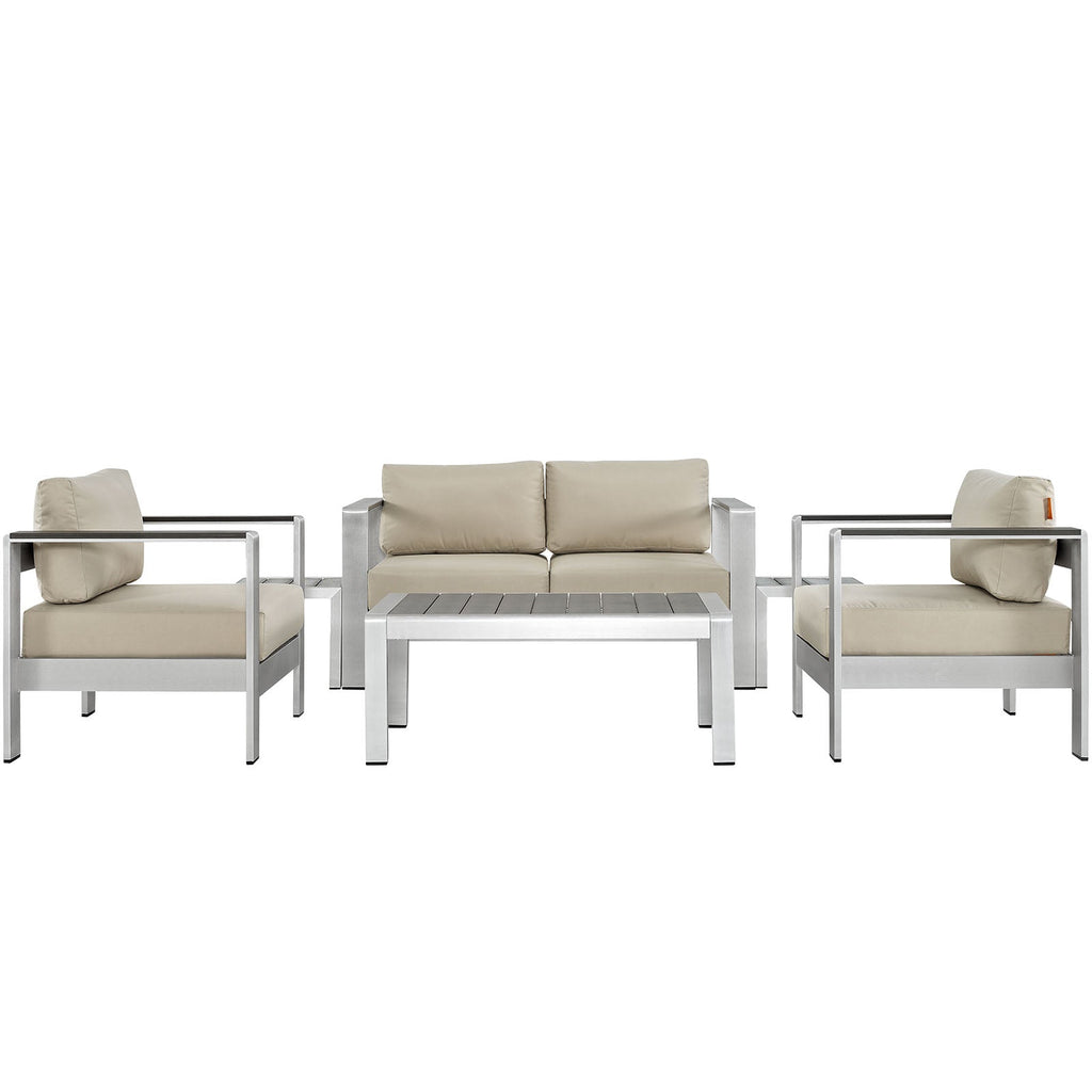 Shore 6 Piece Outdoor Patio Aluminum Sectional Sofa Set by Modway