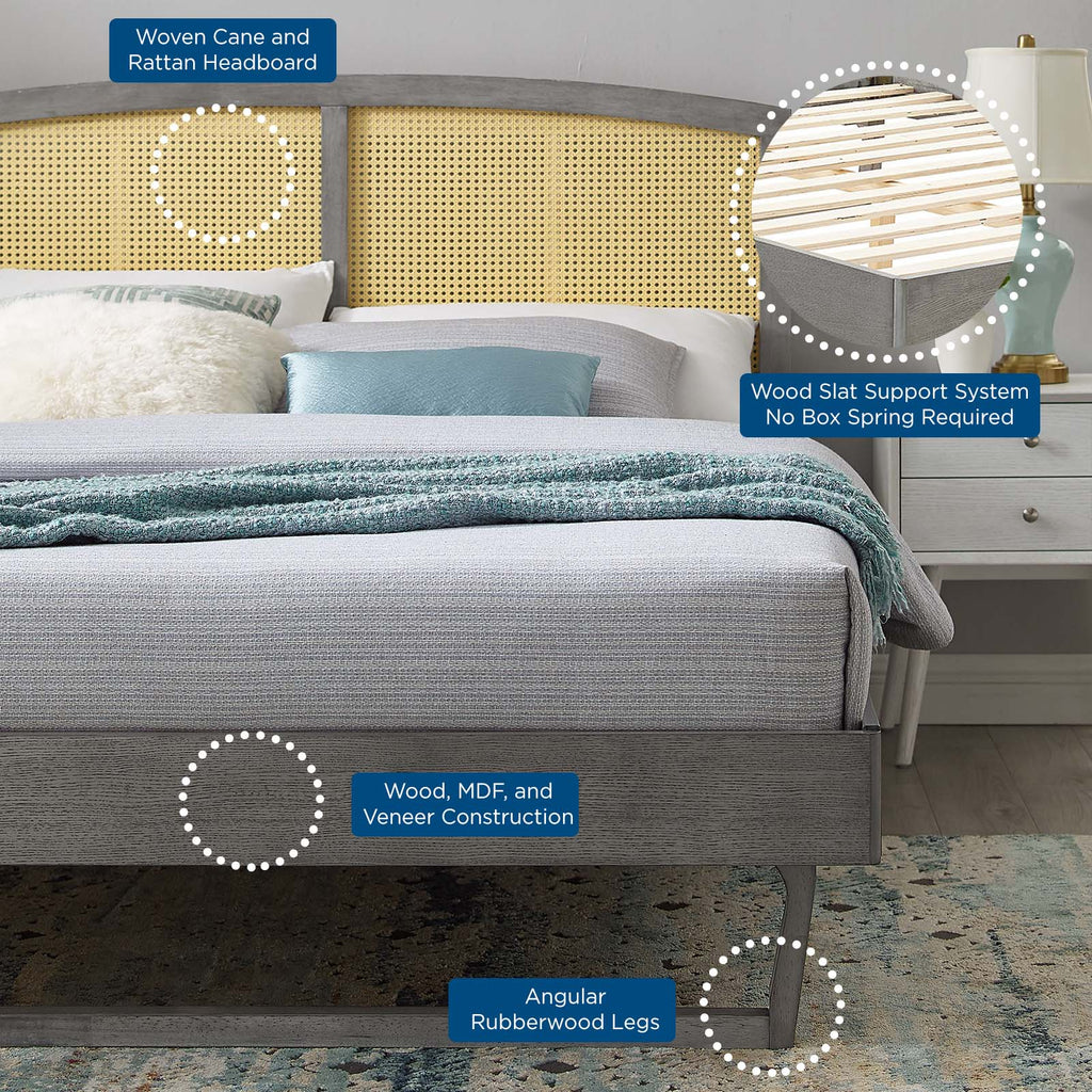 Sierra Cane and Wood Full Platform Bed With Angular Legs by Modway
