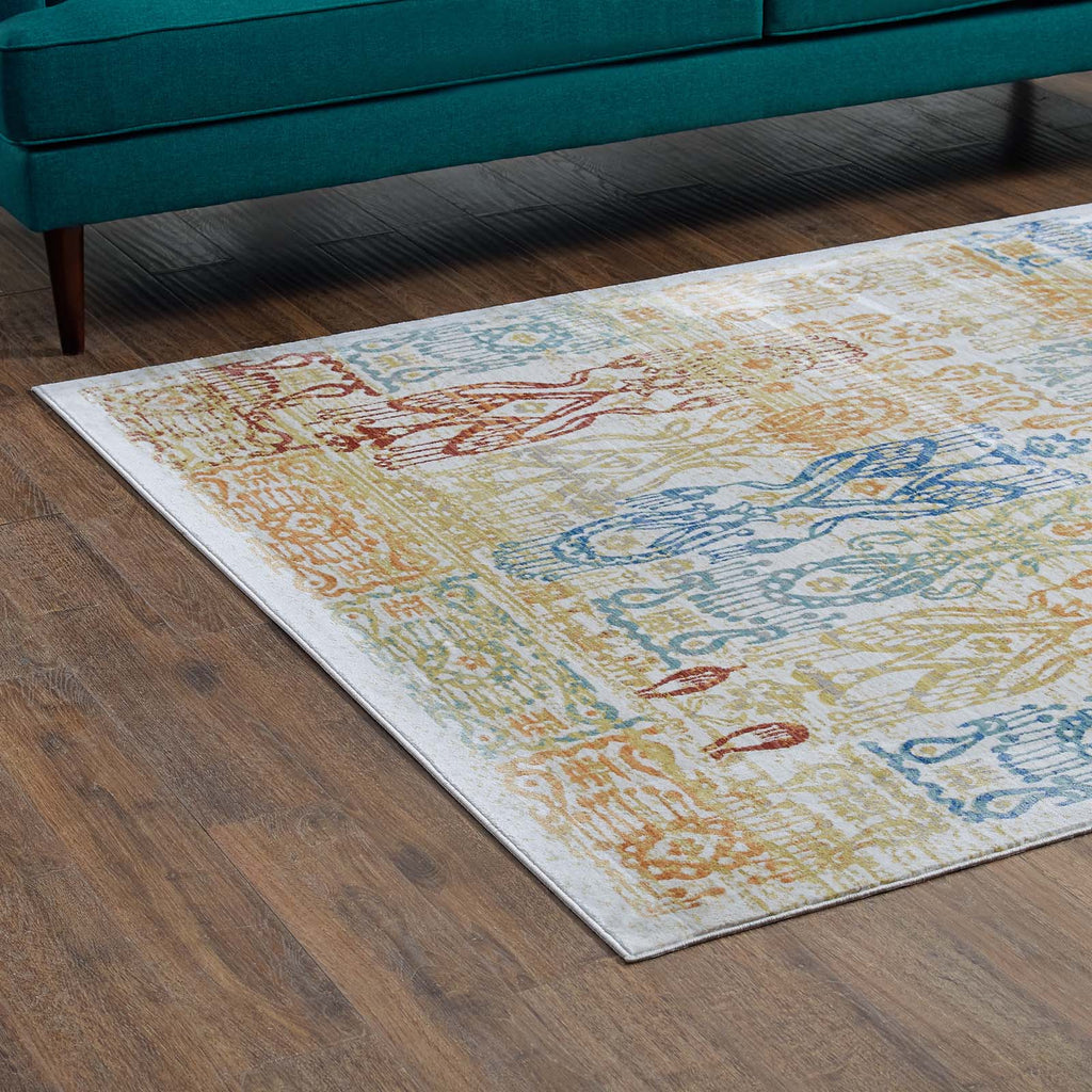 Solimar Distressed Southwestern Aztec 5x8 Area Rug by Modway