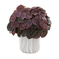 Watermelon Peperomia Artificial Plant in Marble Finished Vase (Real Touch)