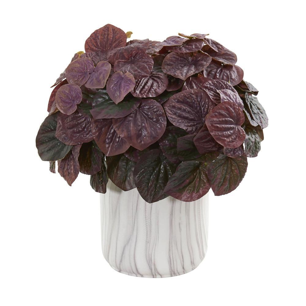 Watermelon Peperomia Artificial Plant in Marble Finished Vase (Real Touch)