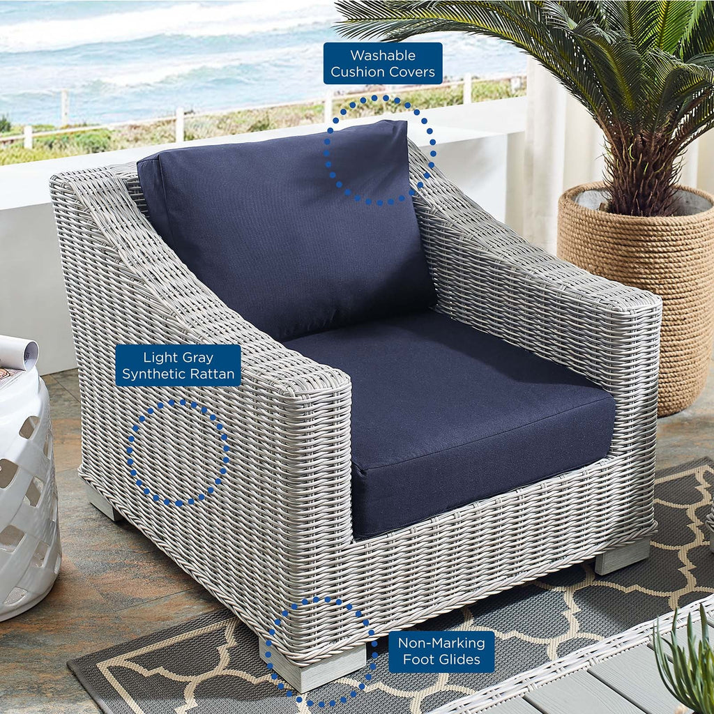 Conway 2-Piece Sunbrella¨ Outdoor Patio Wicker Rattan Armchair and Ottoman Set by Modway