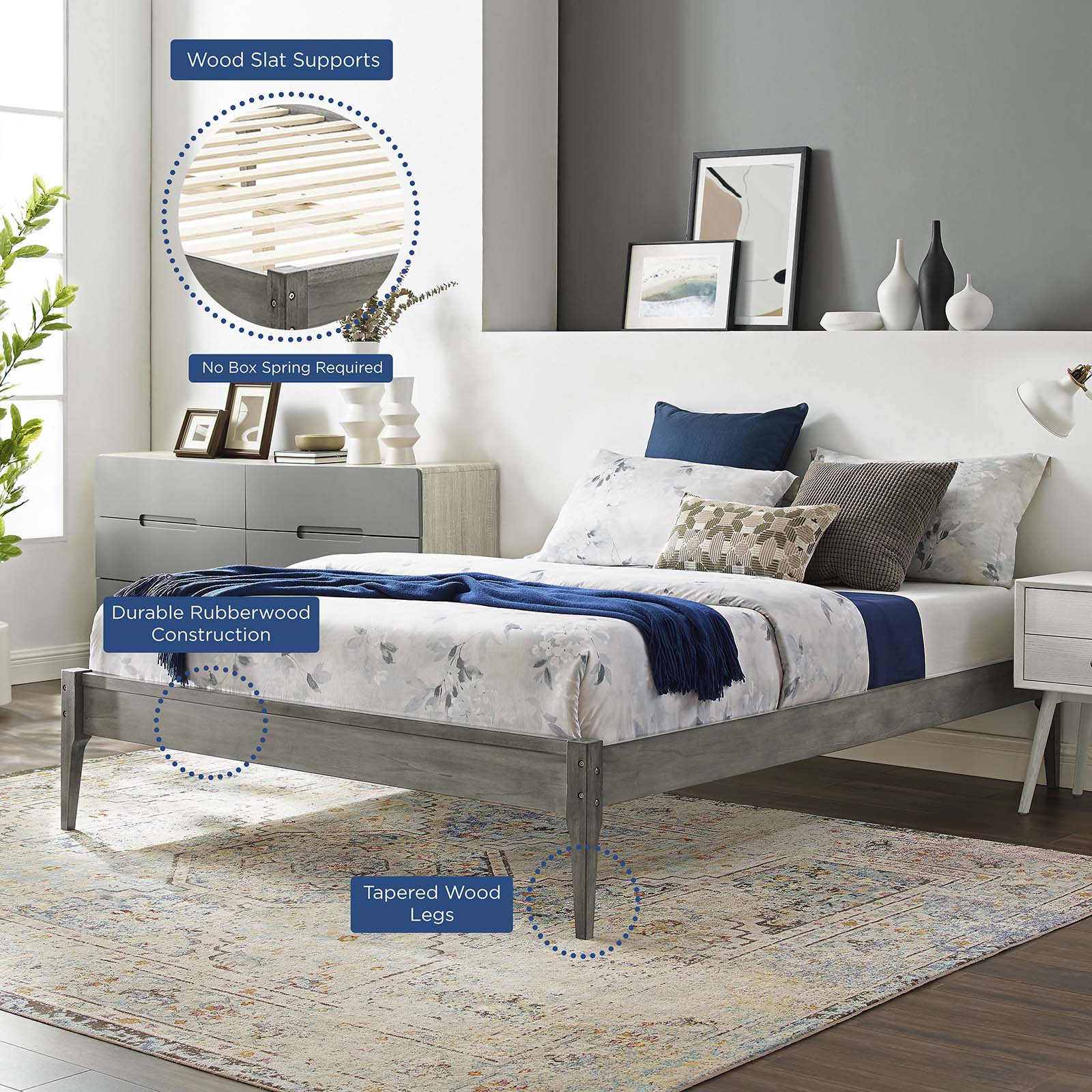 June Wood Queen Platform Bed Frame by Modway
