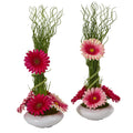 11" Rose Artificial Arrangement in Glass Vase (Set of 2)