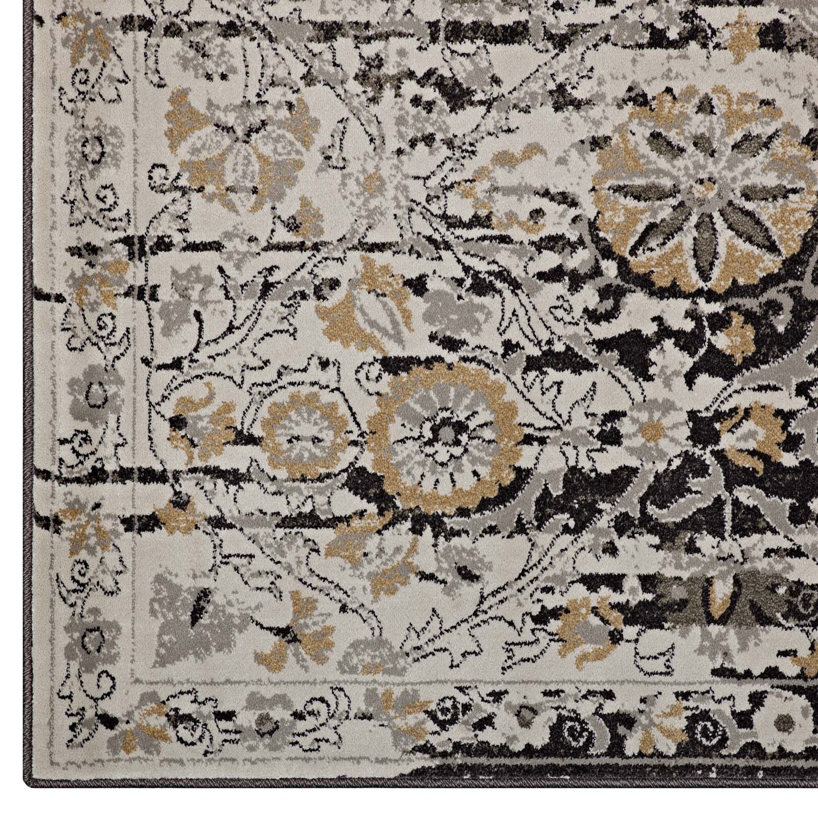 Ganesa Distressed Diamond Floral Lattice 5x8 Area Rug by Modway