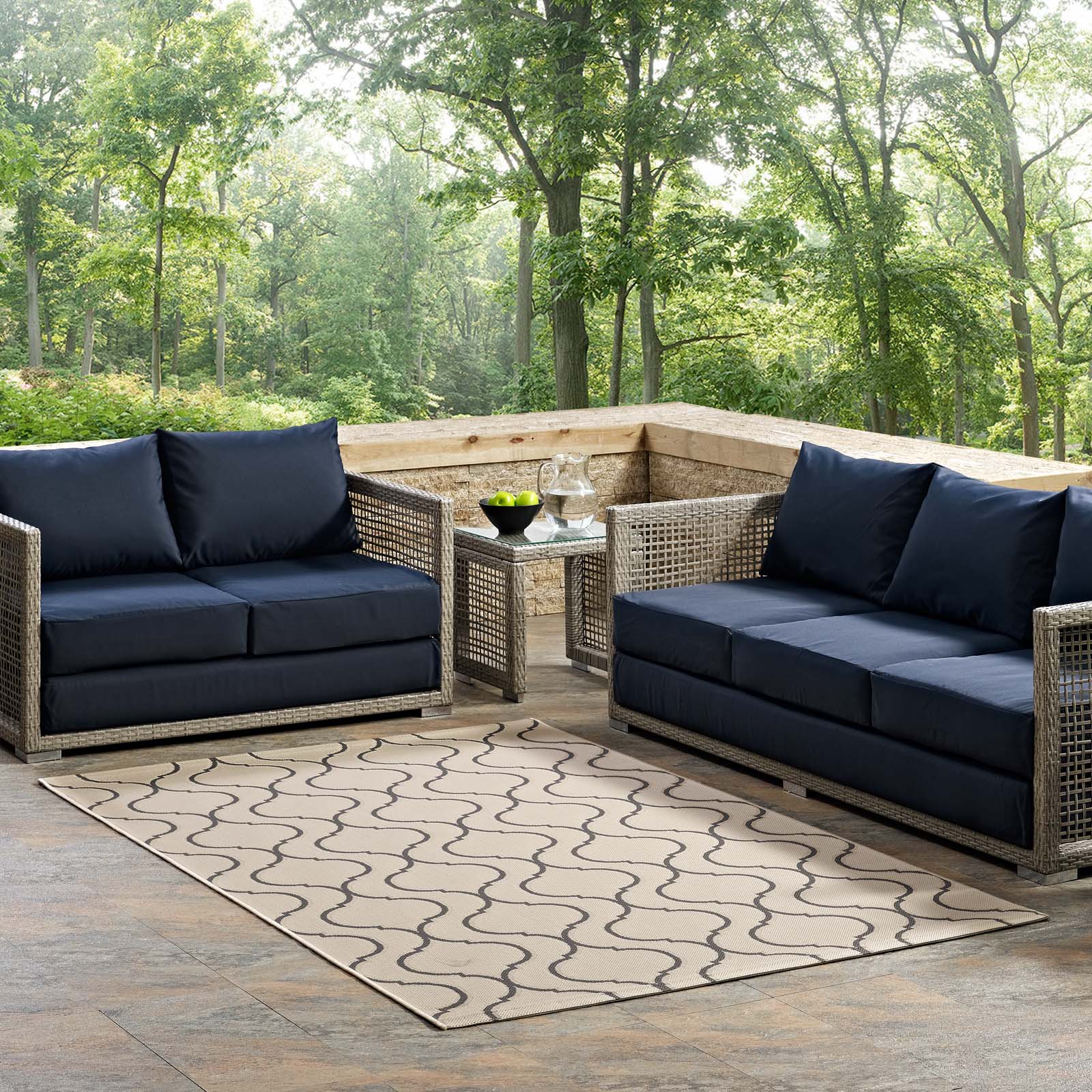 Linza Wave Abstract Trellis Indoor and Outdoor 5x8 Area Rug by Modway