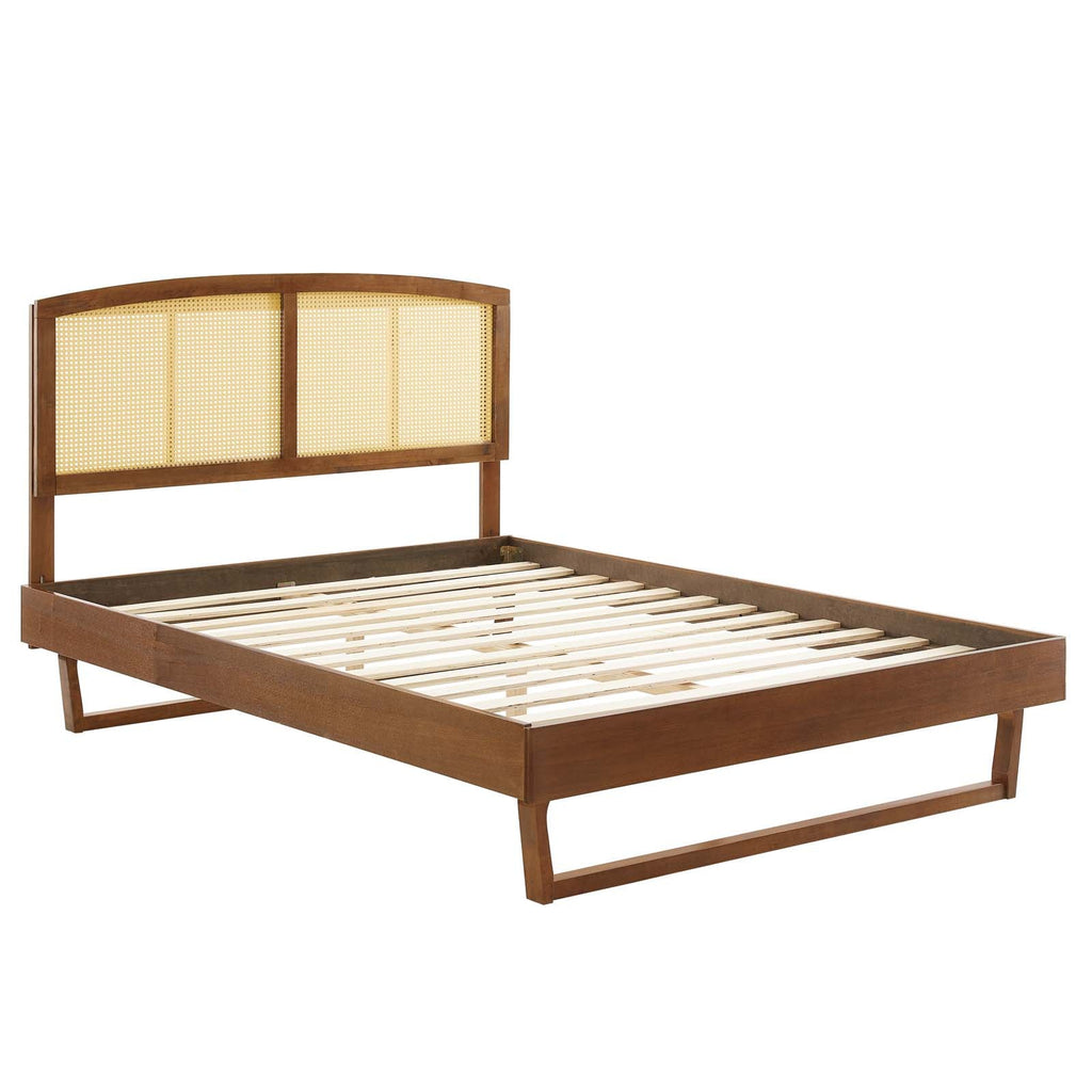 Sierra Cane and Wood King Platform Bed With Angular Legs by Modway